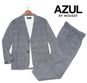 新品!! アズールバイマウジー リラックス イージー セットアップ グレンチェック (L-XL) ☆ AZUL BY MOUSSY メンズ 防シワ スーツ 春秋 LL