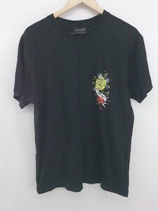 ◇ Ed Hardy エドハーディー プリント 半袖 Tシャツ カットソー サイズL ブラック系 メンズ E