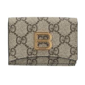 グッチ GUCCI バレンシアガ ハッカー プロジェクト ミニウォレット 681700 総柄ミニ財布 中古 NO05