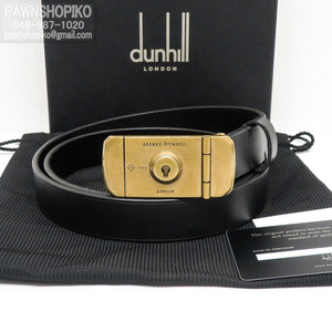 ダンヒル dunhill デューク ロックピンバックル ベルト DU18F4P09 25mm 85cm レザー メンズ 細幅 良品 [質イコー]