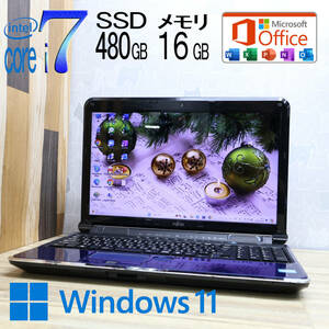 ★中古PC 最上級4コアi7！新品SSD480GB メモリ16GB★AH77/D Core i7-2630QM Webカメラ Win11 MS Office2019 Home&Business★P72924