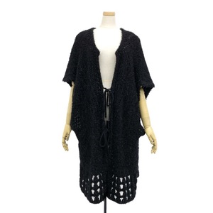 Mame Kurogouchi マメクロゴウチ Floral Mohair Knitted Cardigan モヘヤ混ラメニットカーディガン ジレ ポンチョ ブラック 1 MM20FW-KN006