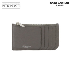 サンローラン パリ SAINT LAURENT PARIS フラグメント ジップケース カード コイン ケース 小銭入れ レザー グレー 458583 90242305