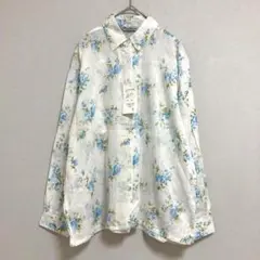 新品 コンフィディンス 花柄 シアー 長袖 ブラウス 【M-L】 白 スリット