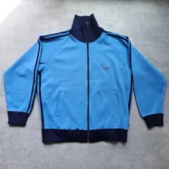 80s 青 水色 デサント 西ドイツタグ  Adidas トラックジャケット