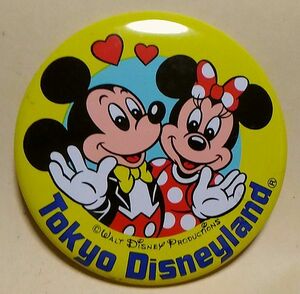 東京ディズニーランド 缶バッジ ミッキーマウス ミニーマウス TDL 昭和レトロ 開園当初の初期デザイン Tokyo Disneyland