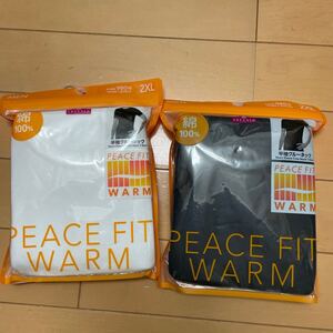 ☆TOPVALU☆綿100%PEACEFITWARM☆半袖クルーネック２枚☆白と黒☆サイズ２X L