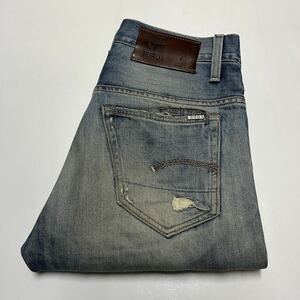 G-Star RAW ジースターロゥ 3301 ストレートジーンズ デニムパンツ ダメージ リペア加工W28 L32