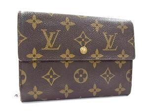 1円 LOUIS VUITTON ルイヴィトン M61202 モノグラム ポルトトレゾール エテュイ パピエ 三つ折り 財布 ウォレット ブラウン系 FL2650