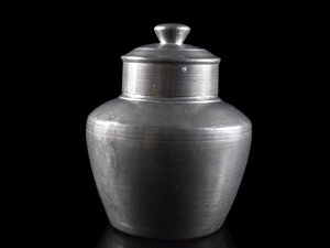 【雲】某名家買取品 古錫 茶壷 茶入 高さ20.7cm 重さ約1260g 古美術品(煎茶道具)Y946 LT9fw6