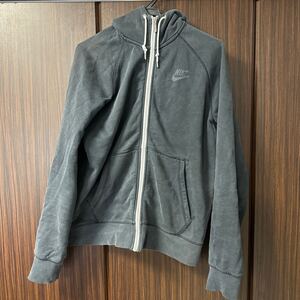 ナイキ NIKE パーカー ジップアップ スウェット グレー 黒 トップス　古着　ヴィンテージ