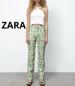 ZARA★Printed Linen Blend Pant 総柄 麻 リネン