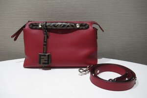 フェンディ FENDI バイ ザ ウェイ ミディアム ショルダーバッグ 赤 革 ボストンバッグ レッド 中古 ランクB バッグ BRB・バッグ・財布