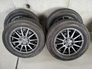 ★バリ溝★TEADアルミホイール15×6J 5H PCD114.3 ET52 195/65R15 91Q ダンロップ スタッドレス4本 ノア ヴォクシー セレナ ステップワゴン