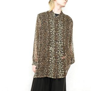 USA VINTAGE ERIN LONDON LEOPARD PATTERNED SHEER SHIRT/アメリカ古着レオパード柄シアーシャツ