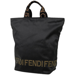 フェンディ FENDI ロゴ トートバッグ ハンドバッグ 手提げ トートバッグ ナイロン ブラック 26488 レディース 【中古】