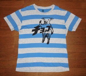 graniph グラニフ ラムチョップ ボーダー Tシャツ 半袖 コットン カットソー 羊 ASH-BLU M USED 美品