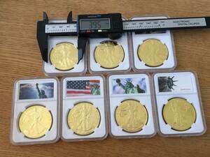 SJ73)アメリカ記念コイン『イーグル』7枚金貨メダル　ケース入り