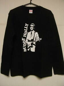 即決★新品長袖ロックＴシャツ★バディ・ホリー★BUDDY HOLLY★ブラックボディ×ホワイトプリント★S/M/L/XLサイズ