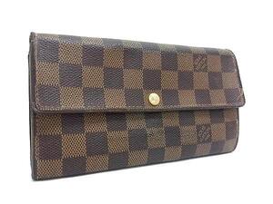 LOUIS VUITTON ルイヴィトン N61734 ダミエ ポルトフォイユサラ 二つ折り 長財布 ウォレット メンズ レディース ブラウン系 DH0827