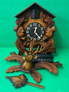 ◎D#230 動作品 鳩時計 CITIZEN 掛時計 木製 ハト時計 シチズン レトロ 壁掛け時計 アンティーク 4MJ205-AN P104N リズム時計 鹿 