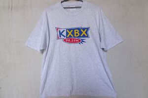 Hanes/ヘインズ/半袖Tシャツ/KXBX/ラジオ/フロントロゴプリント/HEAVY WEIGHT50/50/カジュアル/ライトグレー杢/XLサイズ(7/23R)