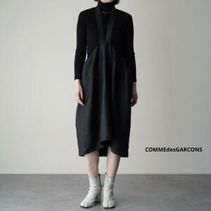 美品 COMMEdesGARCONS コムデギャルソン ホルダーネック スカート ポリ縮絨 変形スカート 球体シルエット 19SS 変形 ブラック ロング丈 S