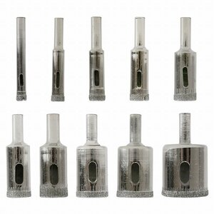 【新品即納】ダイヤモンドコアドリル 10点セット 6mm/8mm/10mm/12mm/14mm/16mm/18mm/20mm/22mm/30mm ガラス セラミック タイル 掘削