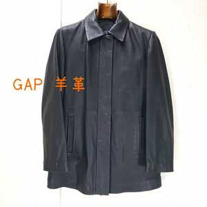 極上品◆GAP ギャップ 羊革/ラムレザーコート/ジャケットコート/ロングコート(メンズXS)黒/ブラック/BLK