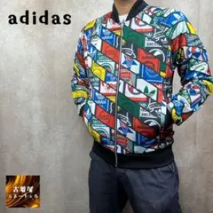 adidas original トラックジャケット 総柄ロゴ マルチカラー