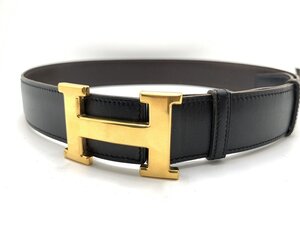 キングラム[05]HERMES[エルメス] Hバックルベルト ゴールド ブラック×ダークブラウン コンスタンス ヴィンテージ 2フック【送料無料】6169