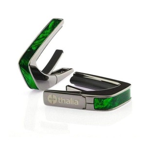 Thalia Capos タリア カポ Exotic Shell GREEN ANGEL WING Black Chrome ギター 12インチフレッドパッド付属 グリーン