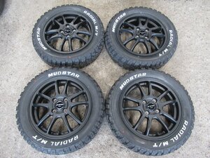 タフト　ハスラー　デリカD2　MUDSTAR　RADIAL　M/T美品【マッドブラック+ホワイトレター】165/65R15新品タイヤホイールセット　バランス済