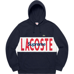 希少★新品本物【紺★M】★LACOSTE Logo Panel Hooded Sweatshirt ラコステ ロゴ パネル 正規店購入 シュプリーム 限定品 入手困難 Supreme