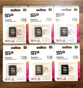 microSDカード 128GB(アダプター付き)シリコンパワー【6個セット】