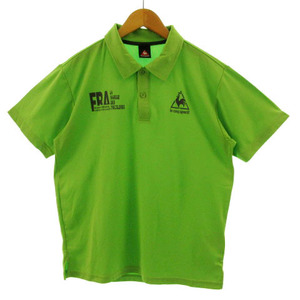 ルコックスポルティフ le coq sportif ポロシャツ 半袖 ロゴプリント グリーン系 黄緑 M メンズ