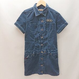 ◇ TOMMY JEANS トミージーンズ ガール スッキリ クラシック 春夏 半袖 ひざ丈 ワンピース サイズM ブルー系 レディース E