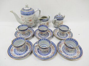 ☆中古品☆中国 茶器セット ホタル焼 カップ＆ソーサー MADE IN CHINA 保管品 15点 金彩