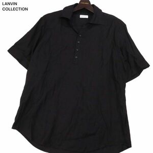 LANVIN COLLECTION ランバン コレクション 春夏 麻100%★ 半袖 リネン プルオーバー シャツ ポロシャツ Sz.LB　メンズ 黒　I4T01749_5#A