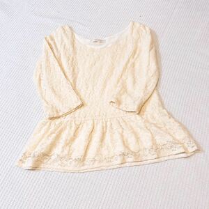 ★proportion body dressing★長袖カットソートップス★2サイズMサイズ★プロポーションボディドレッシング★ブラウス総レース★ペプラム