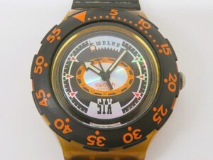 hafn3243-3 578 SWATCH スウォッチ SCUBA 200 ブラック×オレンジ文字盤 ウォッチ 腕時計 ケース付き 現状品