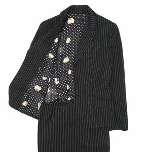 ポールスミス ブラック Paul Smith BLACK スカート スーツ セットアップ テーラード ジャケット 3B ブレザー 裏地 総柄 40 黒 ◎ME4