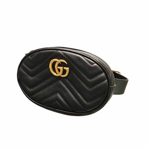 【中古】 GUCCI グッチ ボディバッグ・ウエストポーチ GGマーモント 476434 ウエストバッグ ブラック 23043179 AK