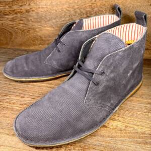 ◆Clarks◆クラークス 28.0cm（表記US10）チャッカブーツ コーデュロイ ネイビー ストライプ メンズ 革靴 靴 レザー 中古 宅急便 即決