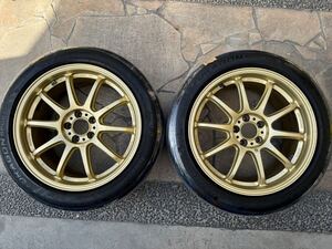 【廃盤品】希少サイズ タイヤ PIRELLI ホイール ProdriveGC-010G（BG）8J×17 offset +43 P.C.D.100 5H 2本セット ゴールド