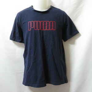 古着 メンズL PUMA/プーマ Tシャツ 半袖 胸ロゴ スポーツMIX カジュアル ネイビー 589152-06