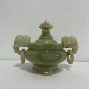 香炉 中国美術 天然石 彫刻 大理石獅子コマ置物 