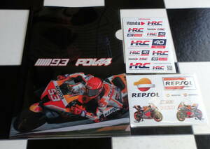 【MotoGP】Repsol Honda Team 2022 クリアファイル&ステッカーセット #93 Marc Marquez #44 Pol Espargaro HRC RC213V マルク マルケス