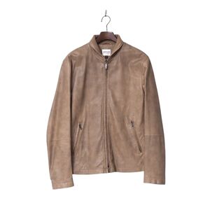 MG9910▽アルマーニコレッツィオーニ/ARMANI COLLEZIONI*メンズM*羊革*ラムレザー*シングルライダース*ジップアップジャケット*ブルゾン