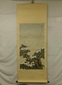 E4624 一清之印 「松鶴延年」群鶴 肉筆絹本 掛軸 中国書画